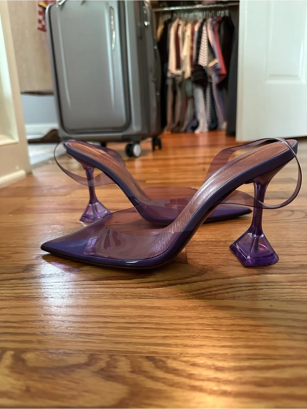 Amina Muaddi Holli Glass PVC Slingback Pumps